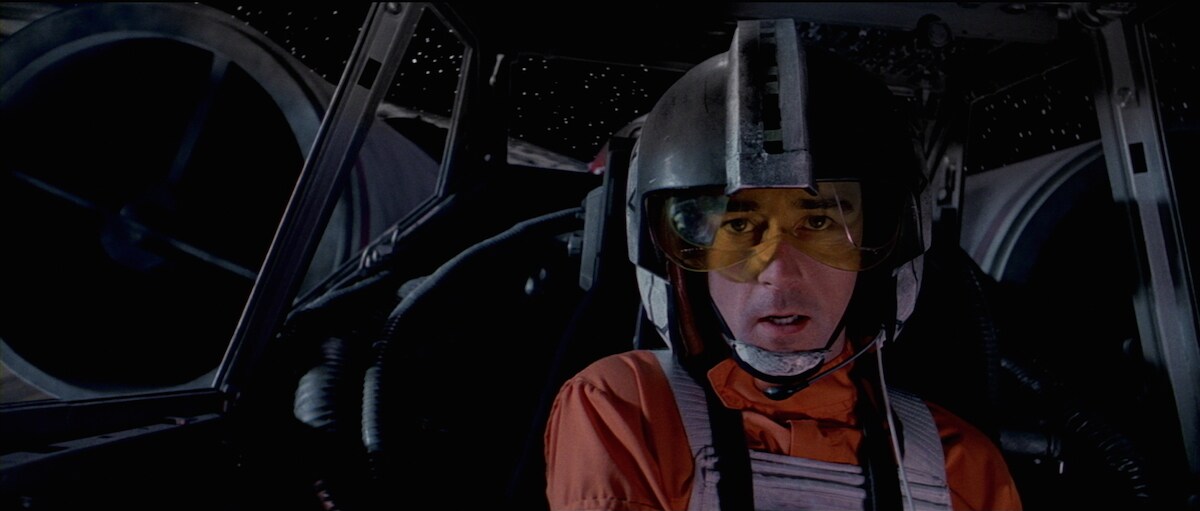 Wedge Antilles piloting an X-Wing starfighter during the Battle of Yavin