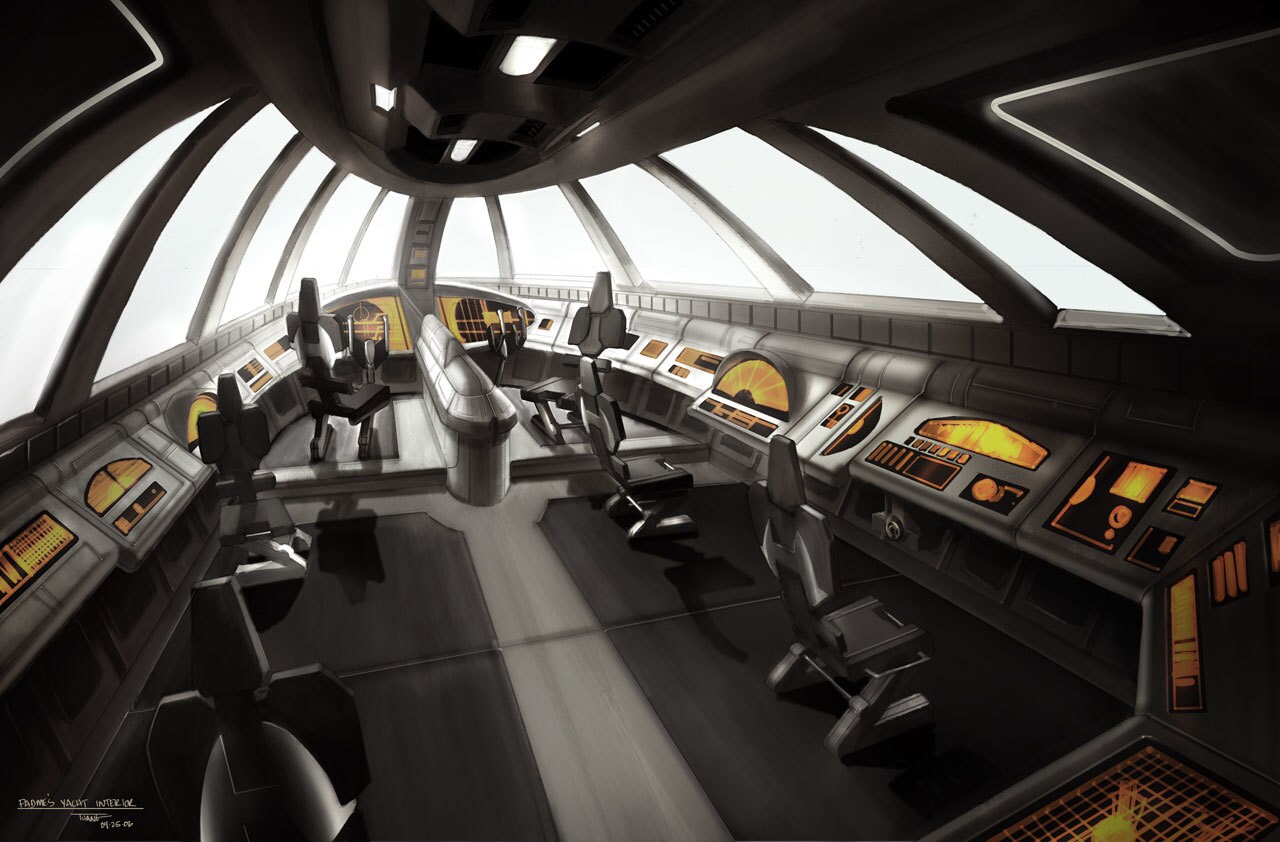 Interior of Naboo yacht cockpit, facing fore