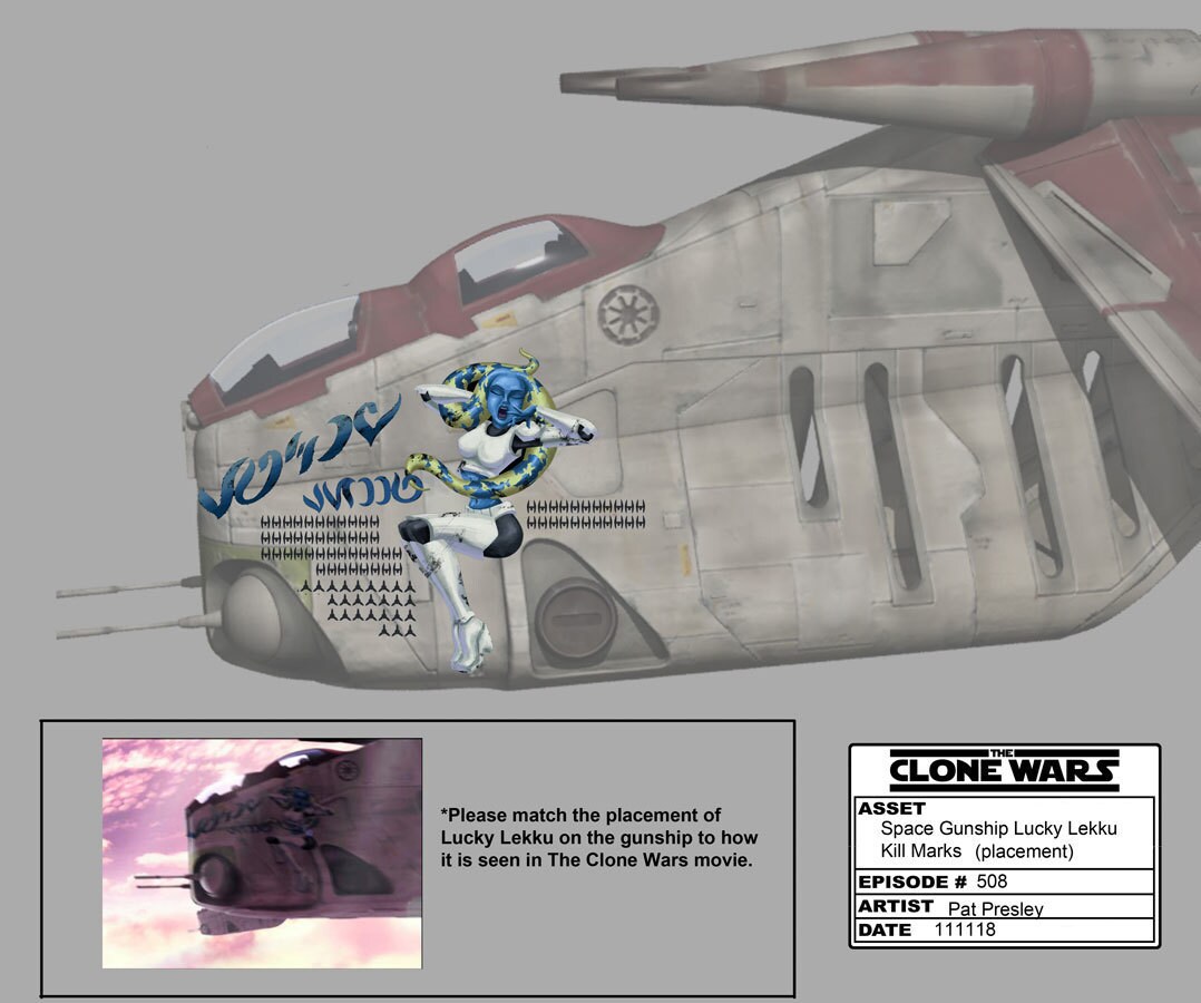 The gunship that carries Rex on Cato Neimoidia is the Lucky Lekku, the one seen since the very st...