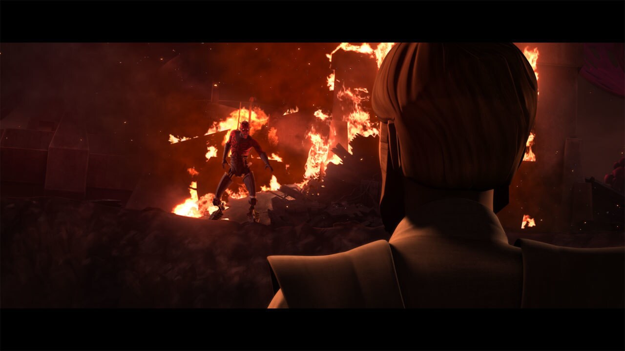 Obi-Wan arrives on Raydonia, finding the settlement in ruins. From atop a smoldering building, Da...