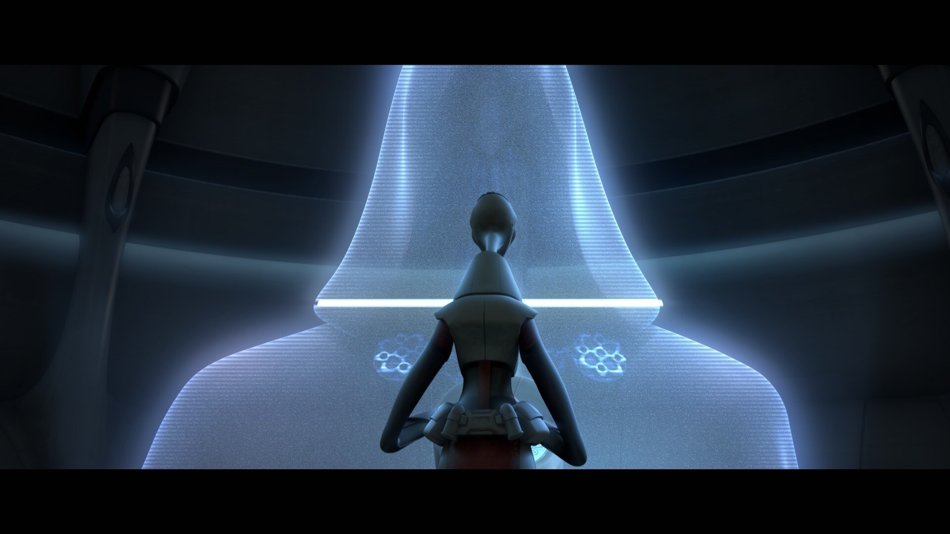 Nala Se confers with a hologram of Darth Tyranus, and she informs the mysterious man that a reneg...