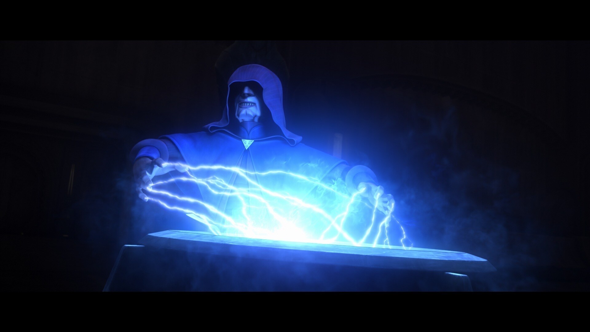 In the script, Sidious' incantation is said to be "Balc speech," and is written as follows: "Kint...