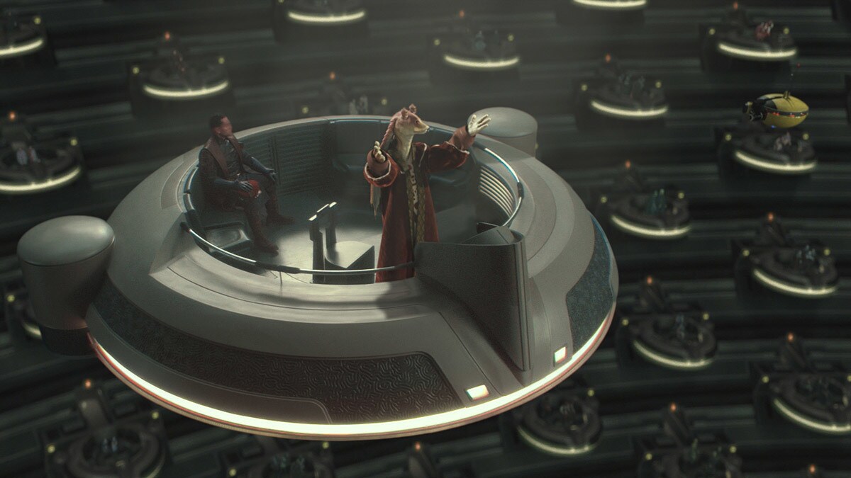 Jar Jar Binks addressing the Galactic Senate Jar Jar Binks addressing the Galactic Senate