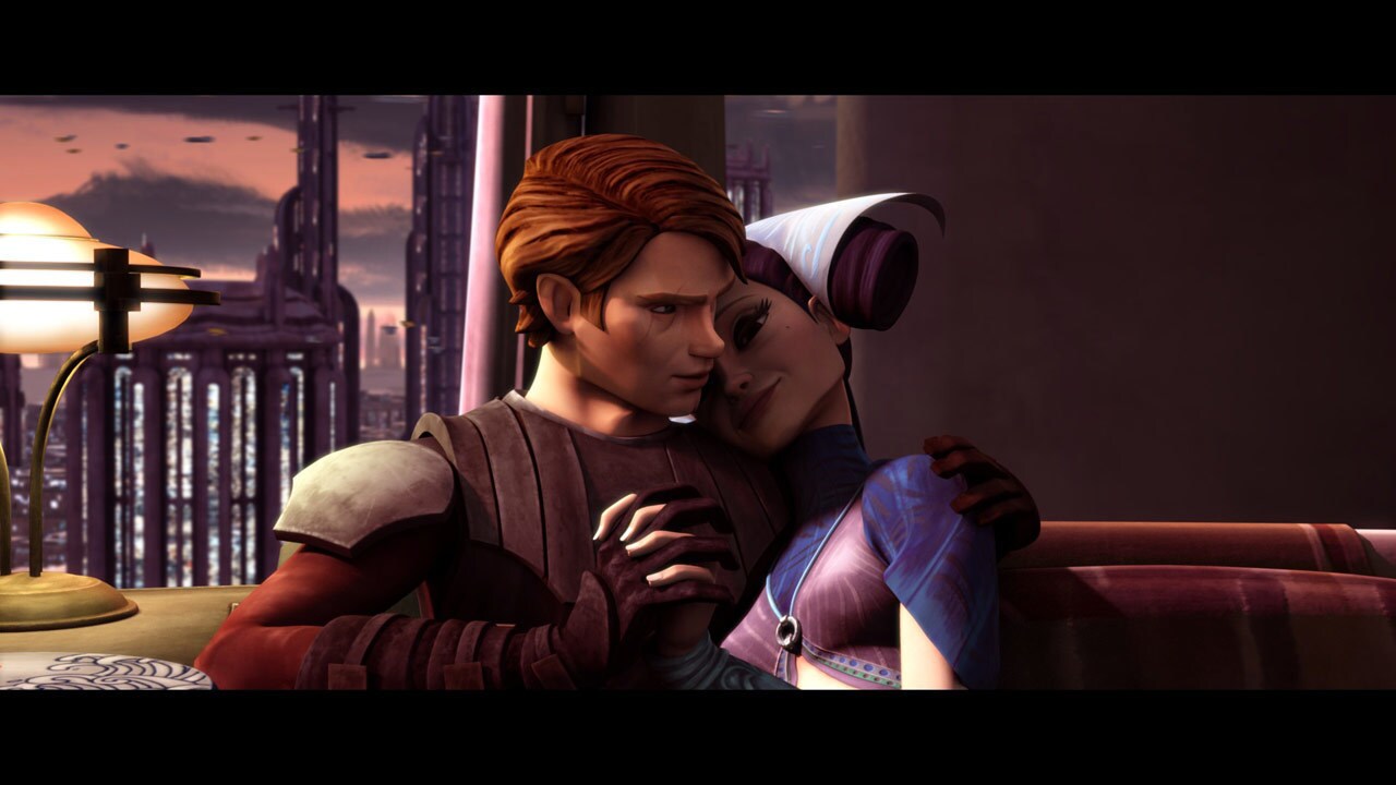 After a long absence, Anakin Skywalker is warmly greeted by Padmé Amidala at her apartment on Cor...