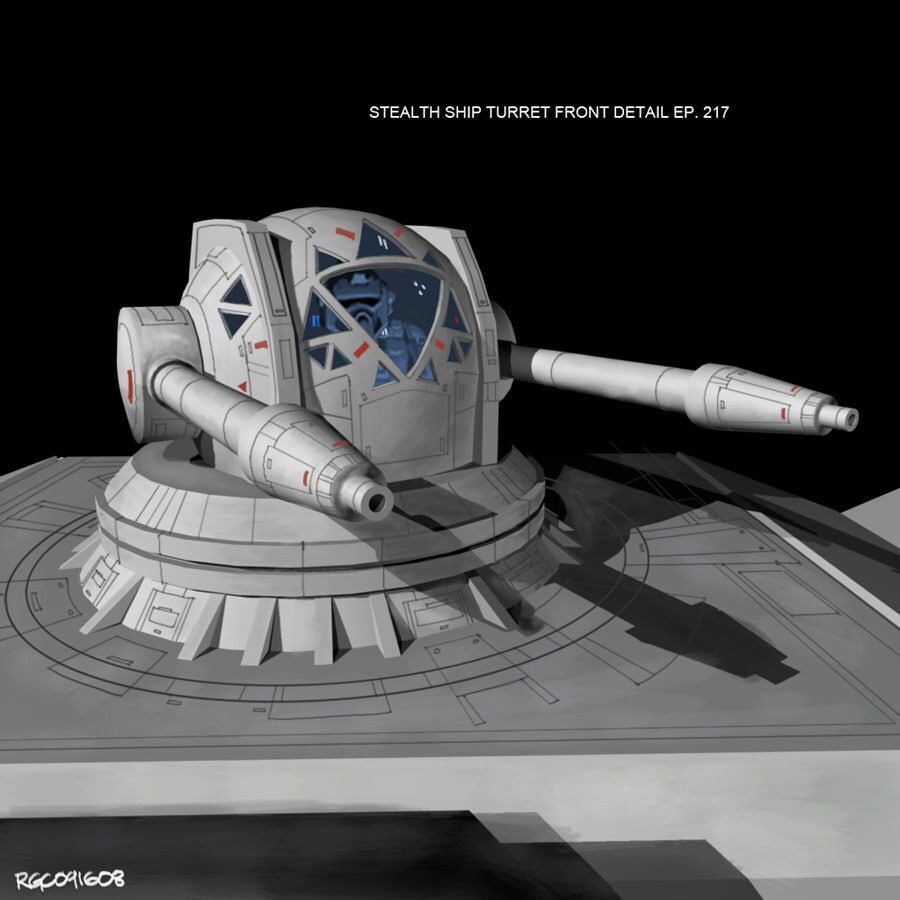 Concept art of the stealth ship turret front detail