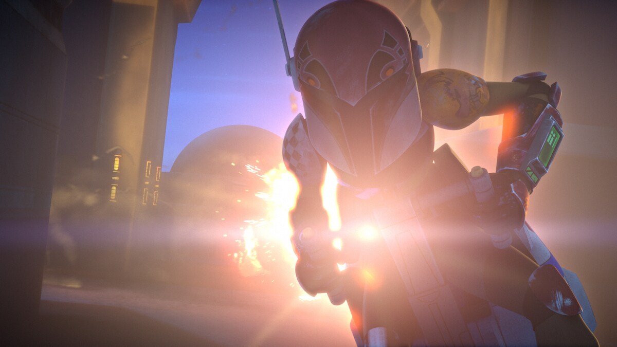 Sabine Wren escaping one of her demolitions Sabine Wren escaping one of her demolitions