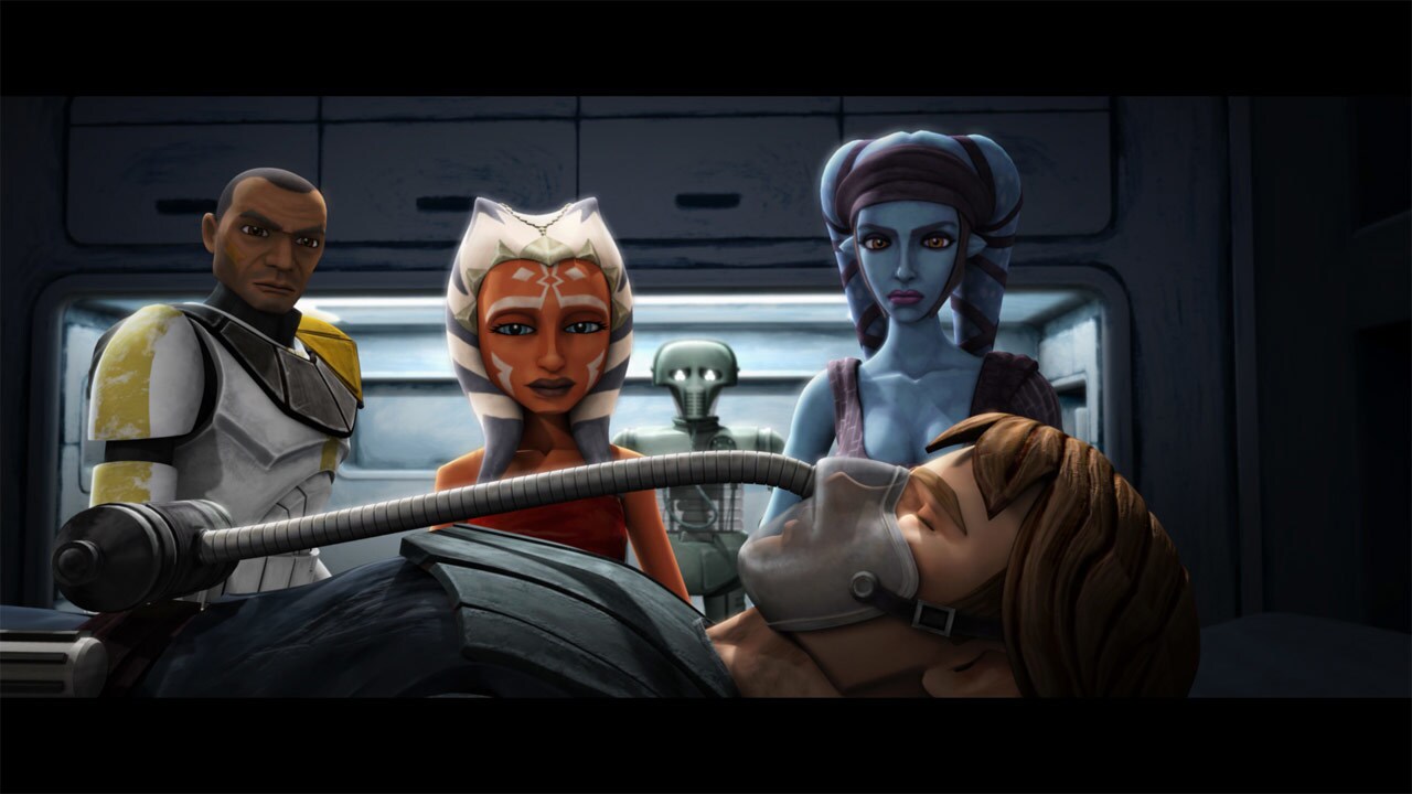 Aayla, Anakin and Ahsoka escaped the Battle of Quell aboard a Republic frigate, but Anakin was ba...