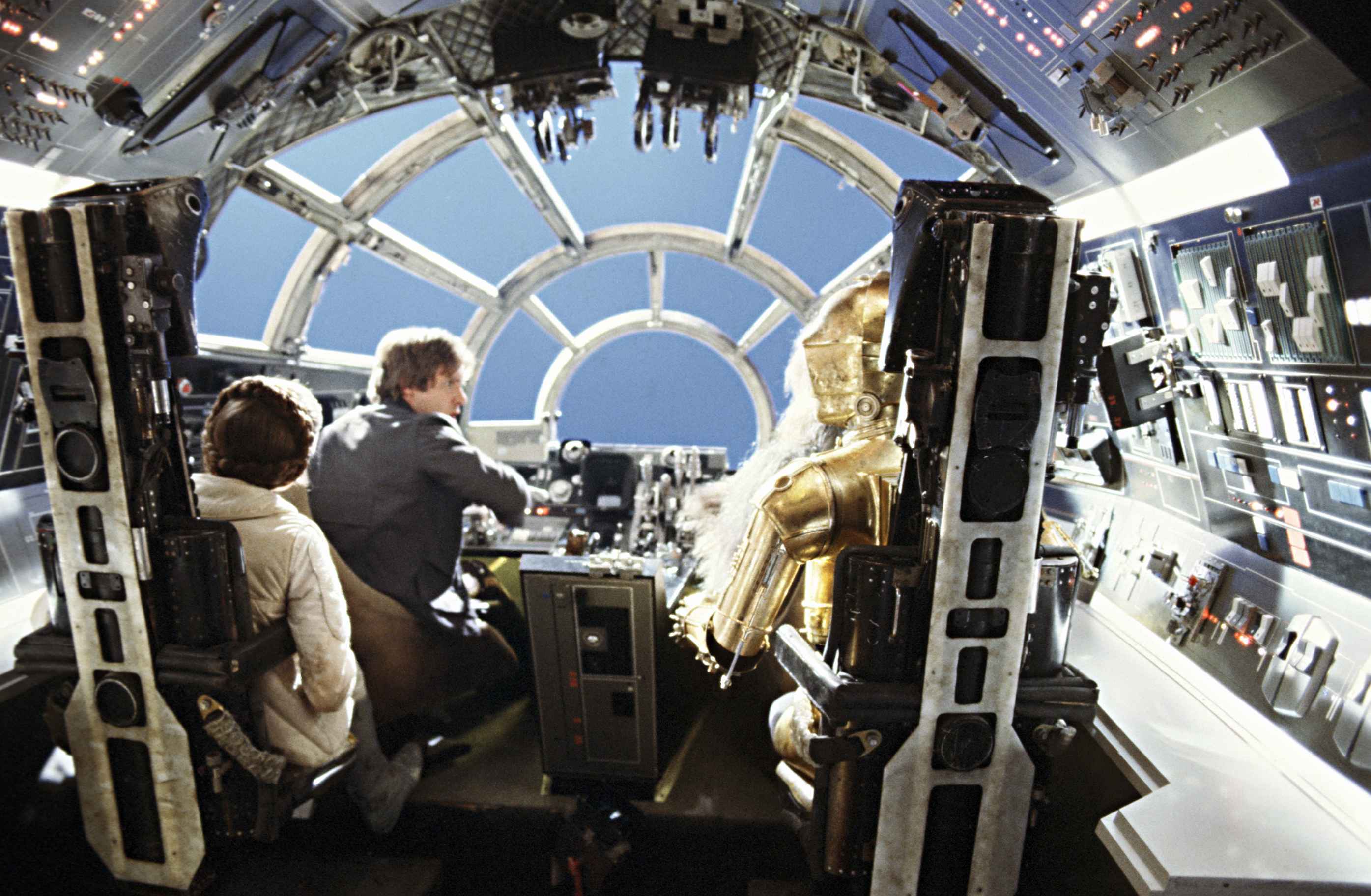 The interior of the Millennium Falcon cockpit.