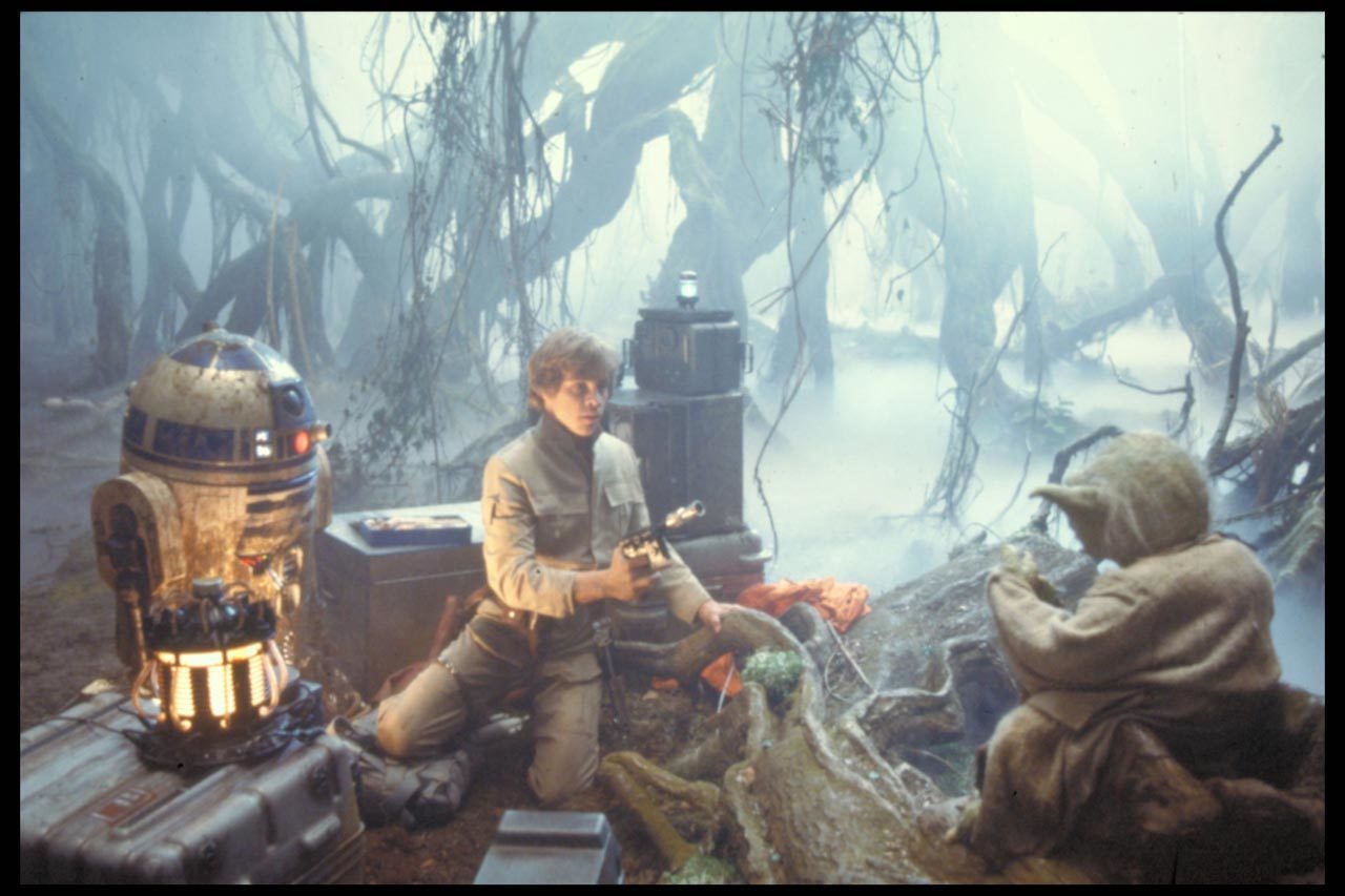 Luke and Artoo crash-landed on the murky jungle world, where they encountered a strange, wizened ...