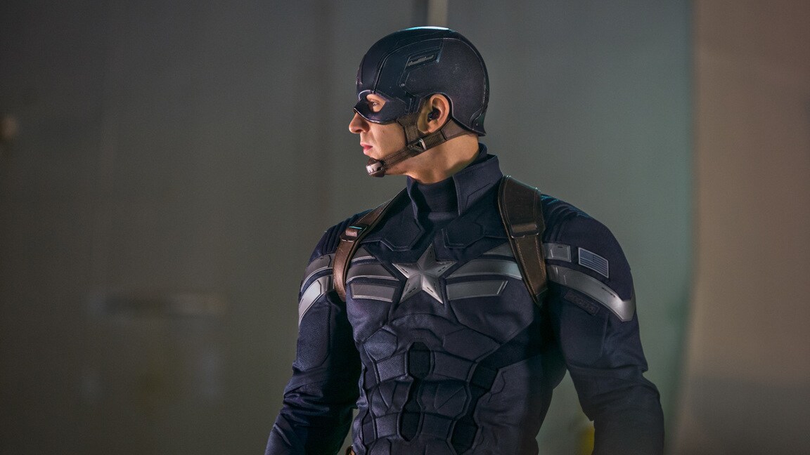 Actor Chris Evans (Steve Rogers/Captain America) in Captain America: The Winter Soldier.