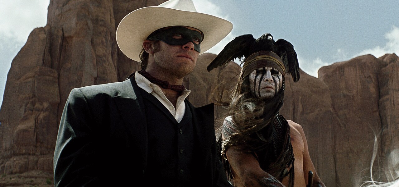 Tonto and the Lone Ranger from the movie "The Lone Ranger"