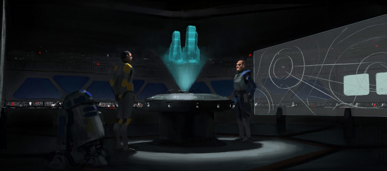 Concept art of Rex and Cody attempting to determine the source of the intelligence breach 