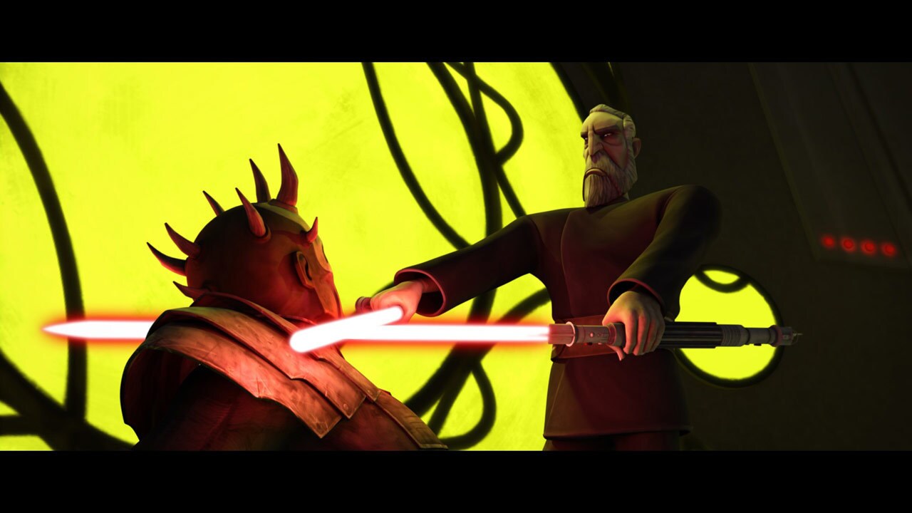 On Serenno, Dooku trains Savage Opress with a lightsaber. Dooku finds his new apprentice's skills...