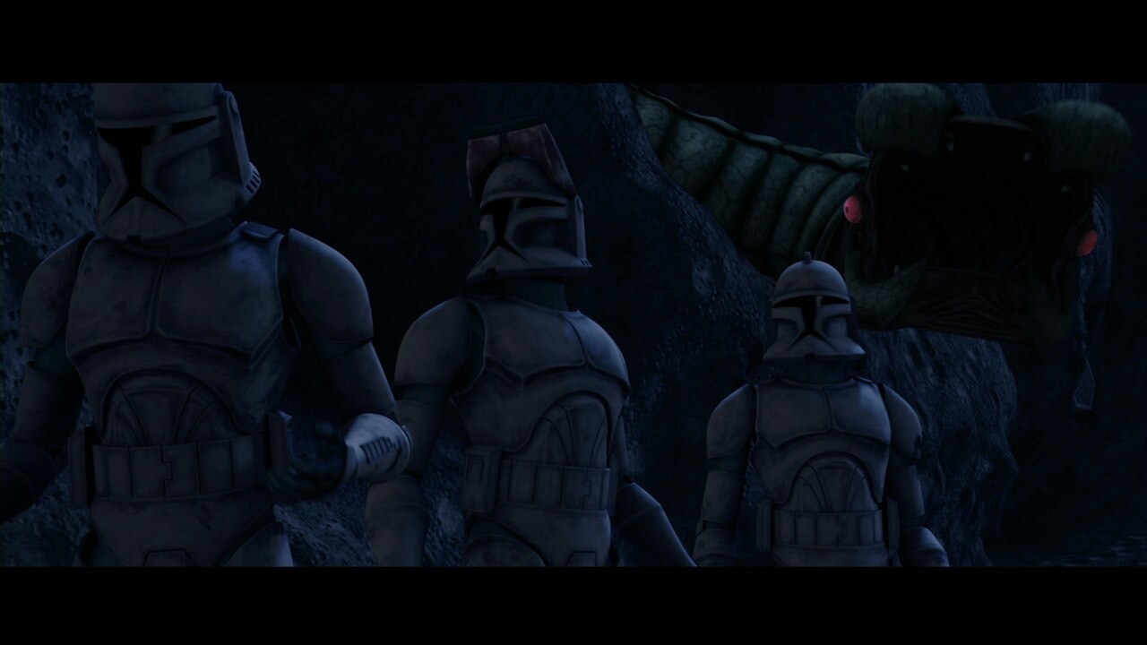 The four rookie clones sneak out of the outpost through a ventilation shaft, and emerge in the cr...