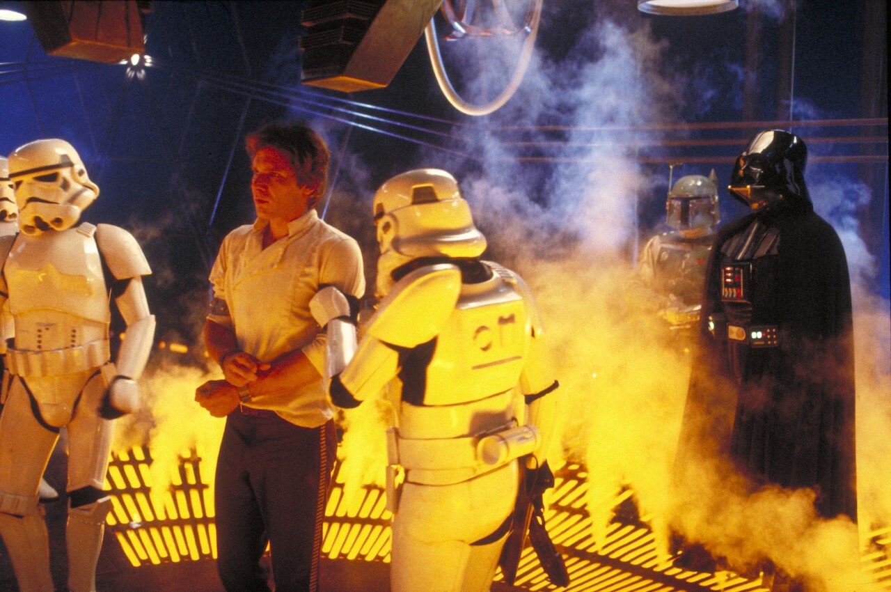 Stormtroopers fought with Chewbacca and manhandled Han in Cloud City’s carbon-freezing chamber as...