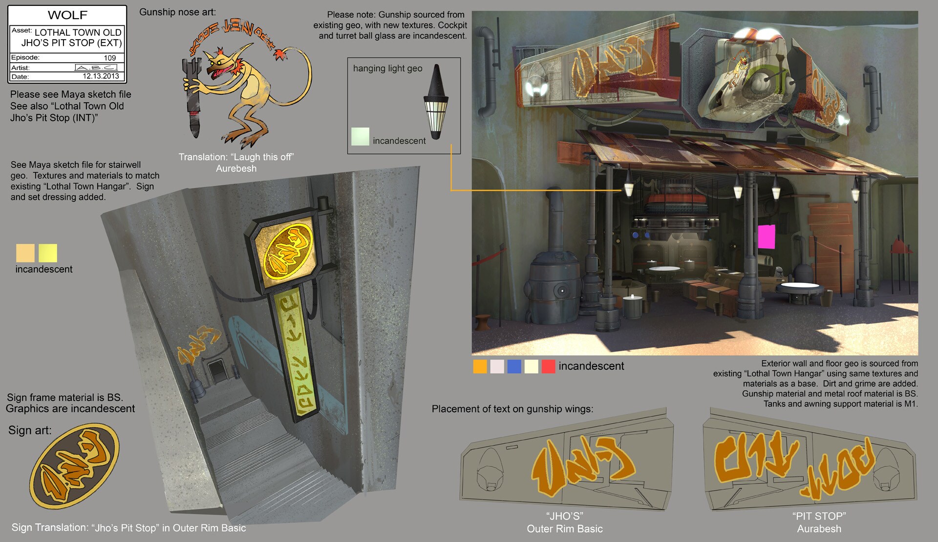 Old Jho's Pit Stop exterior illustration, with decorative details, by Amy Beth Christenson