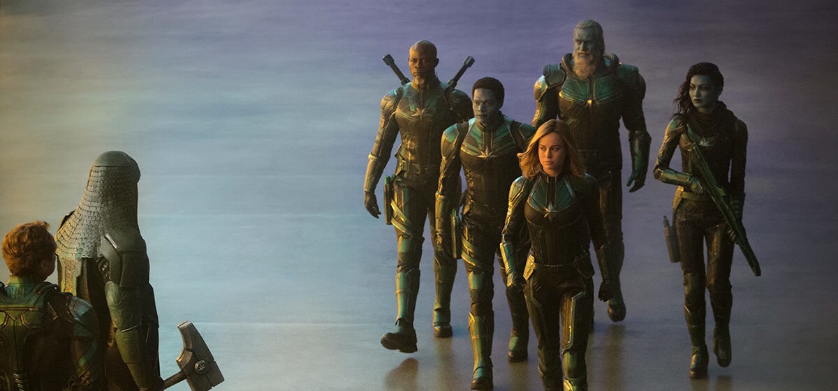 The Kree force walking towards Ronan in Marvel Studios' Captain Marvel