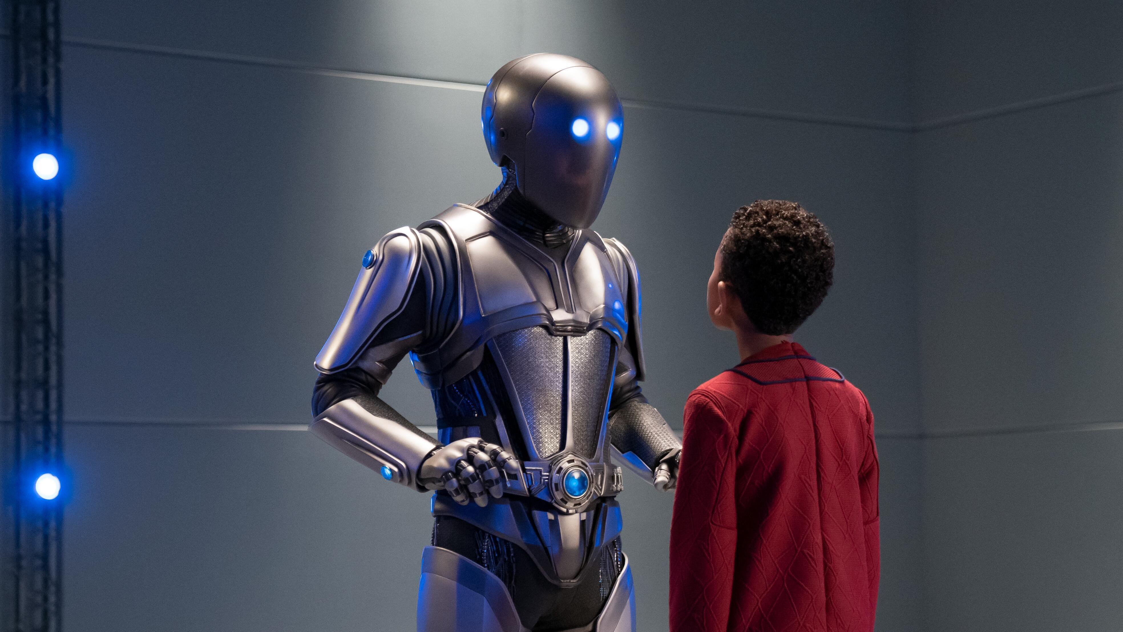 The Orville: New Horizons -- “Electric Sheep” - Episode 301 - The Orville crew deals with the interpersonal aftermath of the battle against the Kaylon on the season three premiere of “The Orville: New Horizons”. Isaac (Mark Jackson) and Ty Finn (Kai Wener), shown. (Photo by: Michael Desmond/Hulu)
