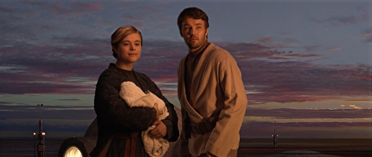 Owen and Beru Lars adopting Luke Skywalker Owen and Beru Lars adopting Luke Skywalker