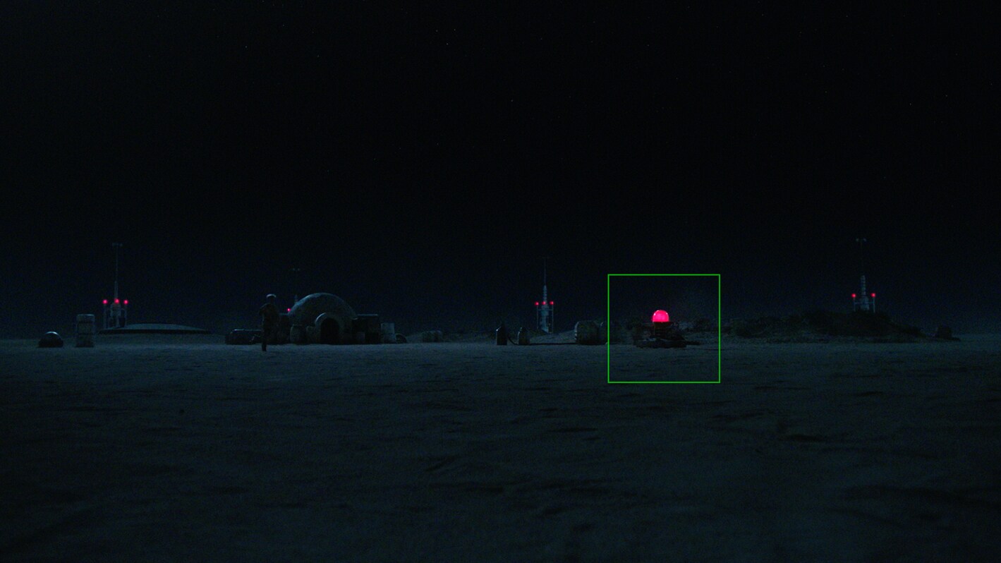 As the Lars homestead prepares for attack, we see a perimeter droid with a red warning dome annou...