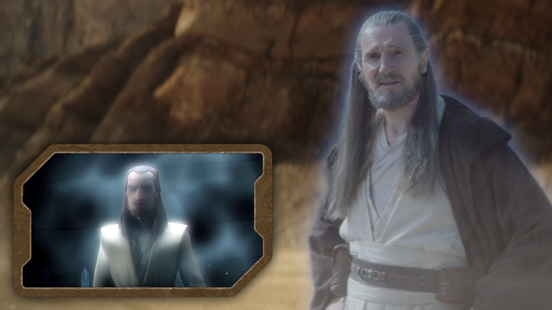 This episode actually marks the third time that Liam Neeson has reprised the role of Qui-Gon Jinn...