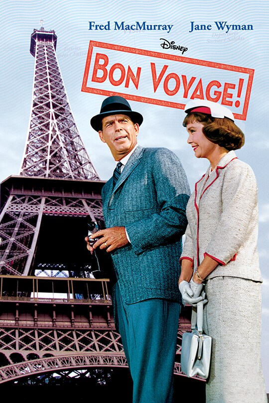 Fred MacMurray, Jane Wyman in Disney Bon Voyage! movie poster