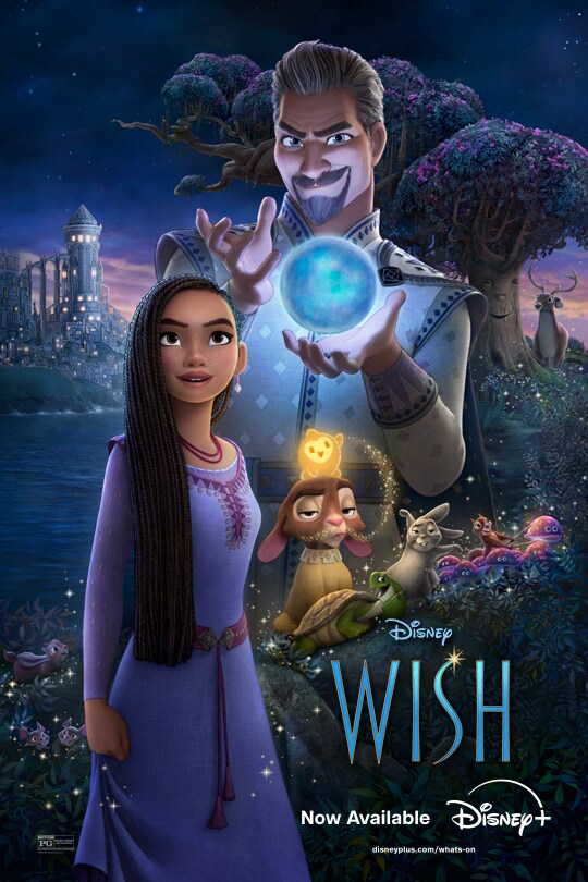 Disney | Wish | Now available | Disney+ | Rated PG | disneyplus.com/whats-on | poster image