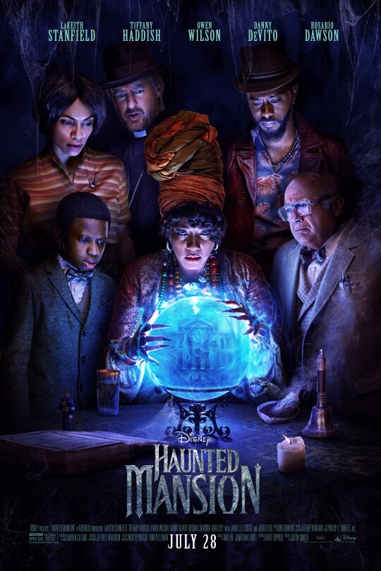 LaKeith Stanfield | Tiffany Haddish | Owen Wilson | Danny DeVito | Rosario Dawson | Disney | Haunted Mansion | July 28 | movie poster