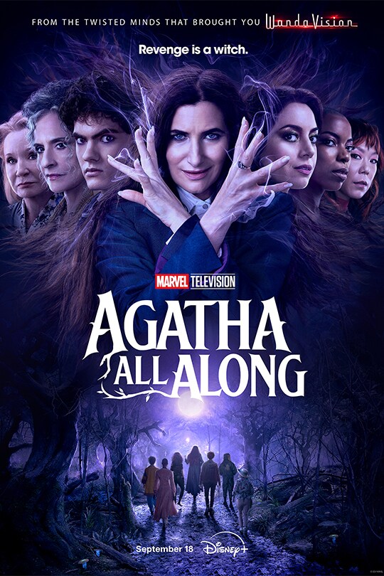 From the twisted minds that brought you WandaVision | Revenge is a witch. | Marvel Television | Agatha All Along | September 18 | Disney+ | movie poster