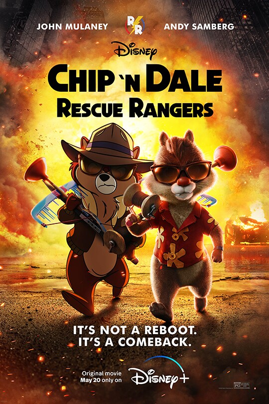 John Mulaney | Andy Samberg | Disney | Chip 'n Dale: Rescue Rangers | It's not a reboot. It's a comeback. | Original movie May 20 only on Disney+ | movie poster