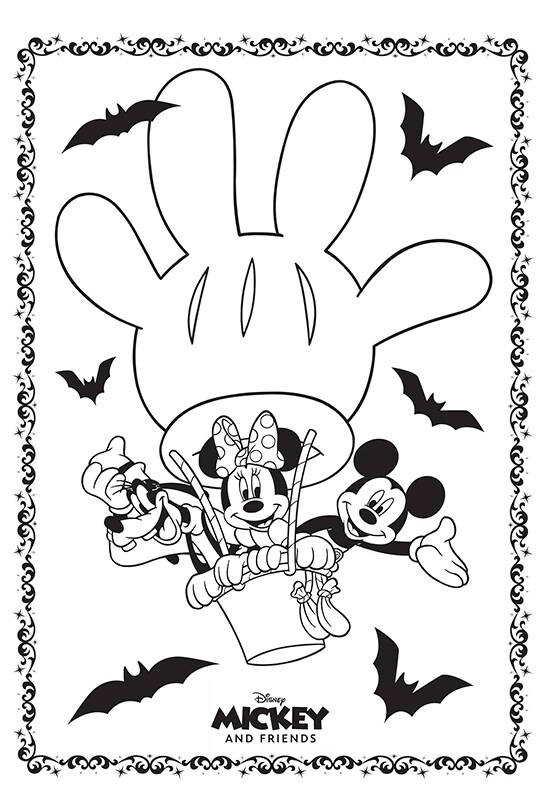 Goofy Minnie Mickey Halloween Coloring Sheet