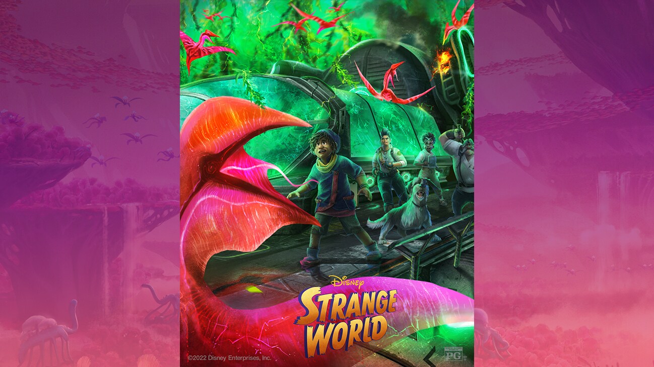 This family of explorers is up for the challenge to save their world! See Disney's #StrangeWorld now playing in theaters. 🎨: @scopioimages @alledraws_