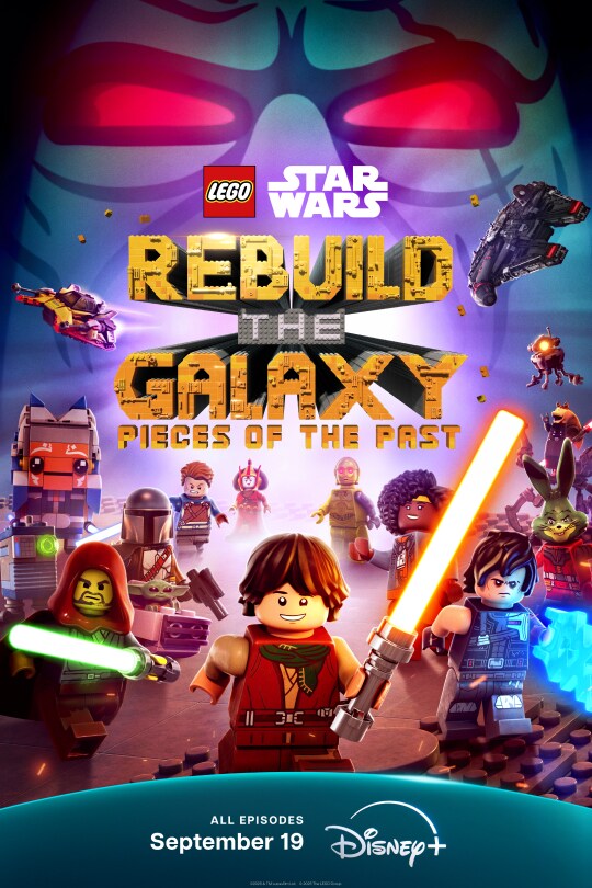 Animated image of LEGO® versions of Jedi Bob, Ahsoka Tano, Jaxxon, and others from the Disney+ Original series, "LEGO® Star Wars: Rebuild the Galaxy - Pieces of the Past | LEGO® Star Wars: Rebuild the Galaxy - Pieces of the Past | Disney+ | movie poster