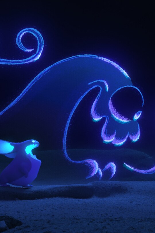 Image of a creature with a large mouth and eye | From the Disney Short Circuit film Songs to Sing in the Dark.