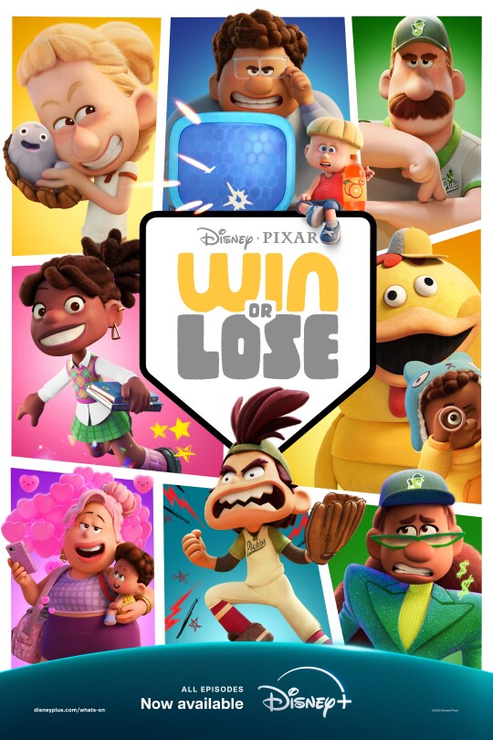 Image of characters from the Disney•Pixar series "Win or Lose" | Disney•Pixar | Win or Lose | All episodes now available | Disney+ | movie poster