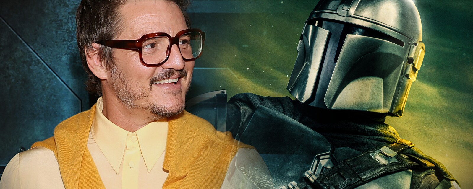 Pedro Pascal and the Mandalorian collage
