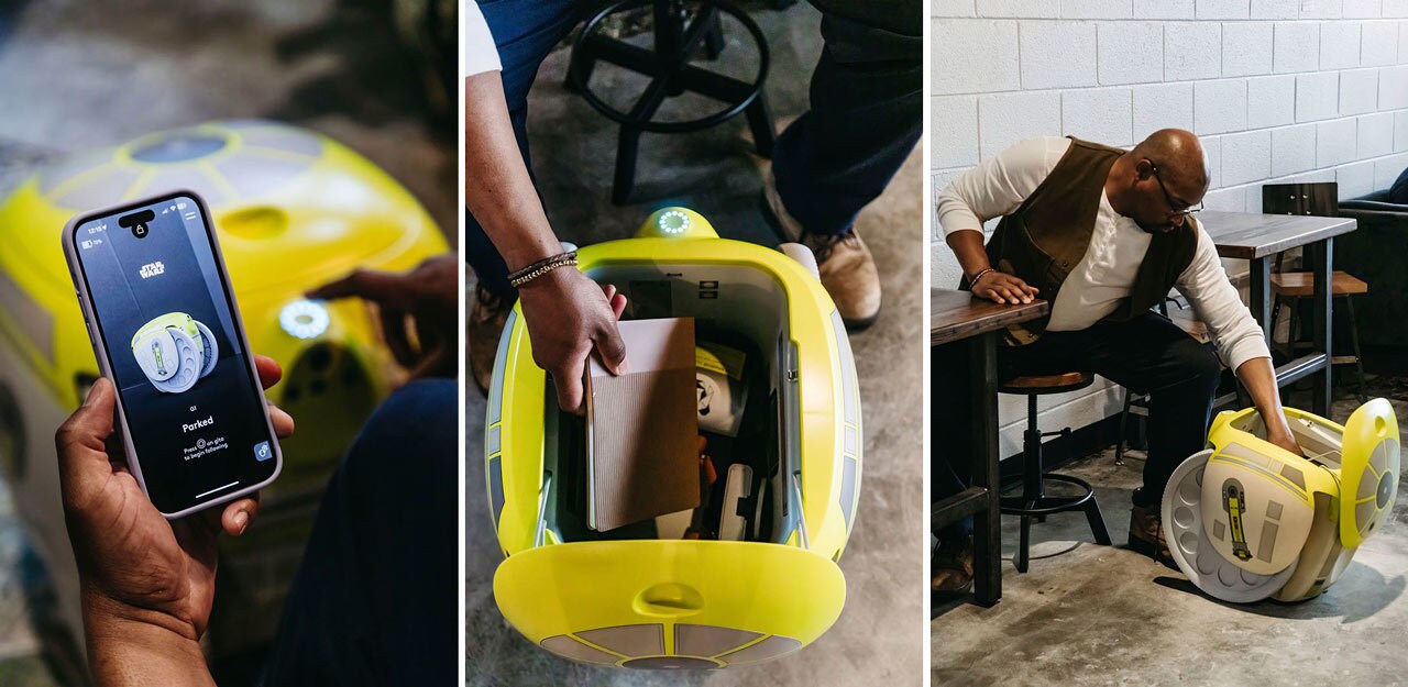 Other features of the G1T4-M1N1 include custom Star Wars decals on the interior cargo bin and exterior panels and connectivity through the mygita app where you’ll be able to name your droid, stream music, and check the battery status.