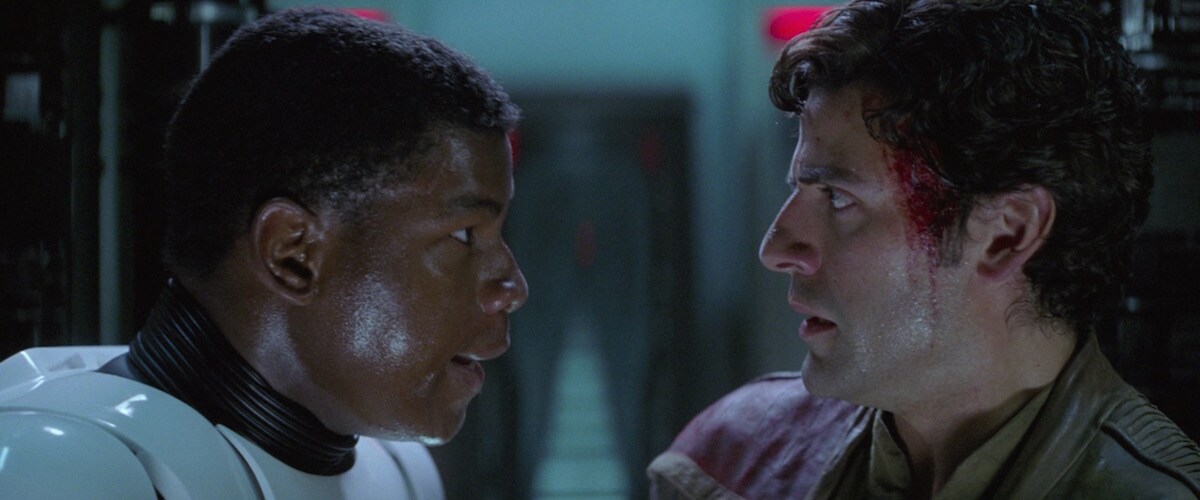 Poe Dameron being offered help to escape by FN-2187 Poe Dameron being offered help to escape by FN-2187