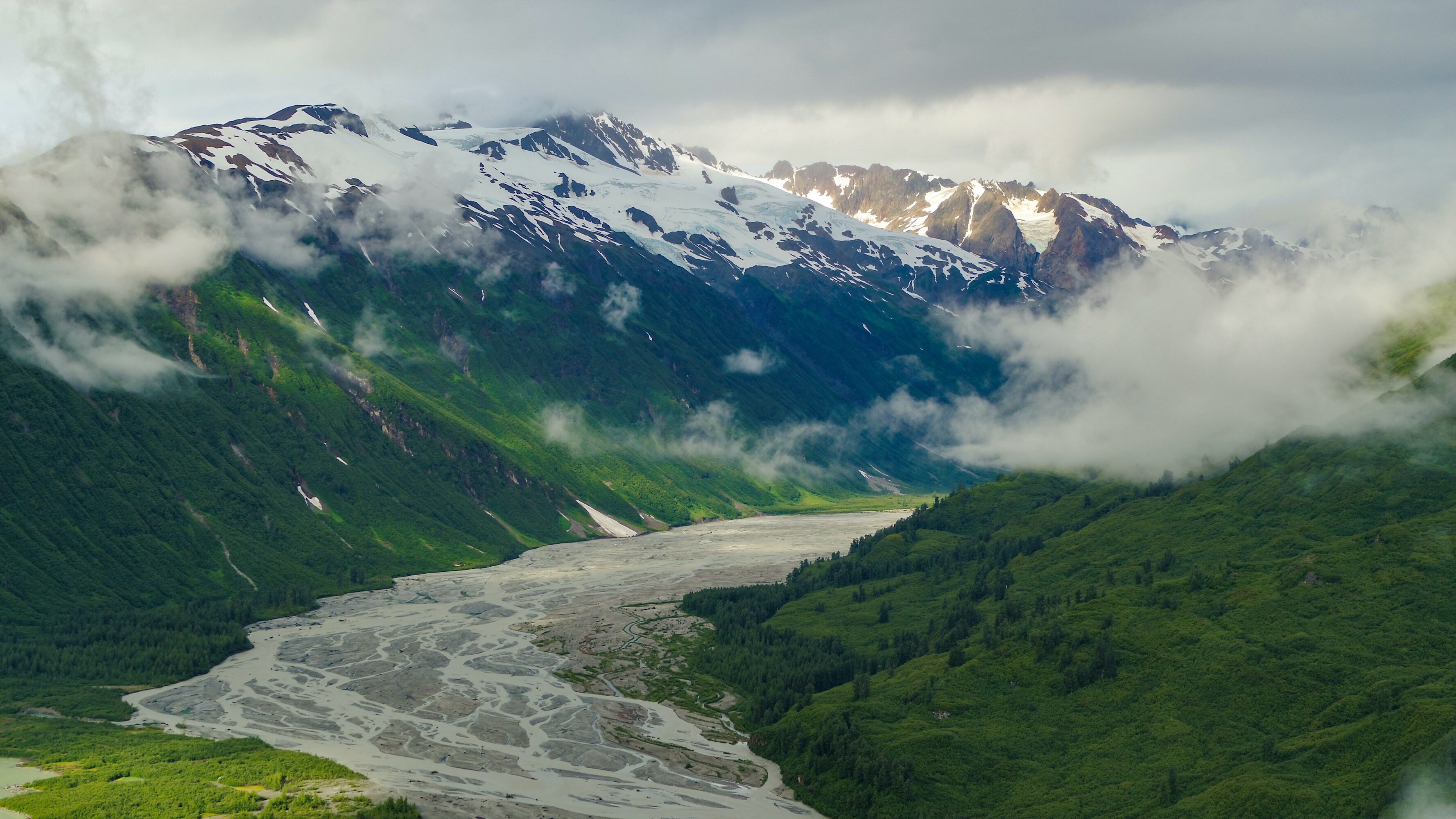 The Tsirku river, where the St Elias mountains meet the Alaskan rainforest.   (National Geographic for Disney+/Oliver Richards)