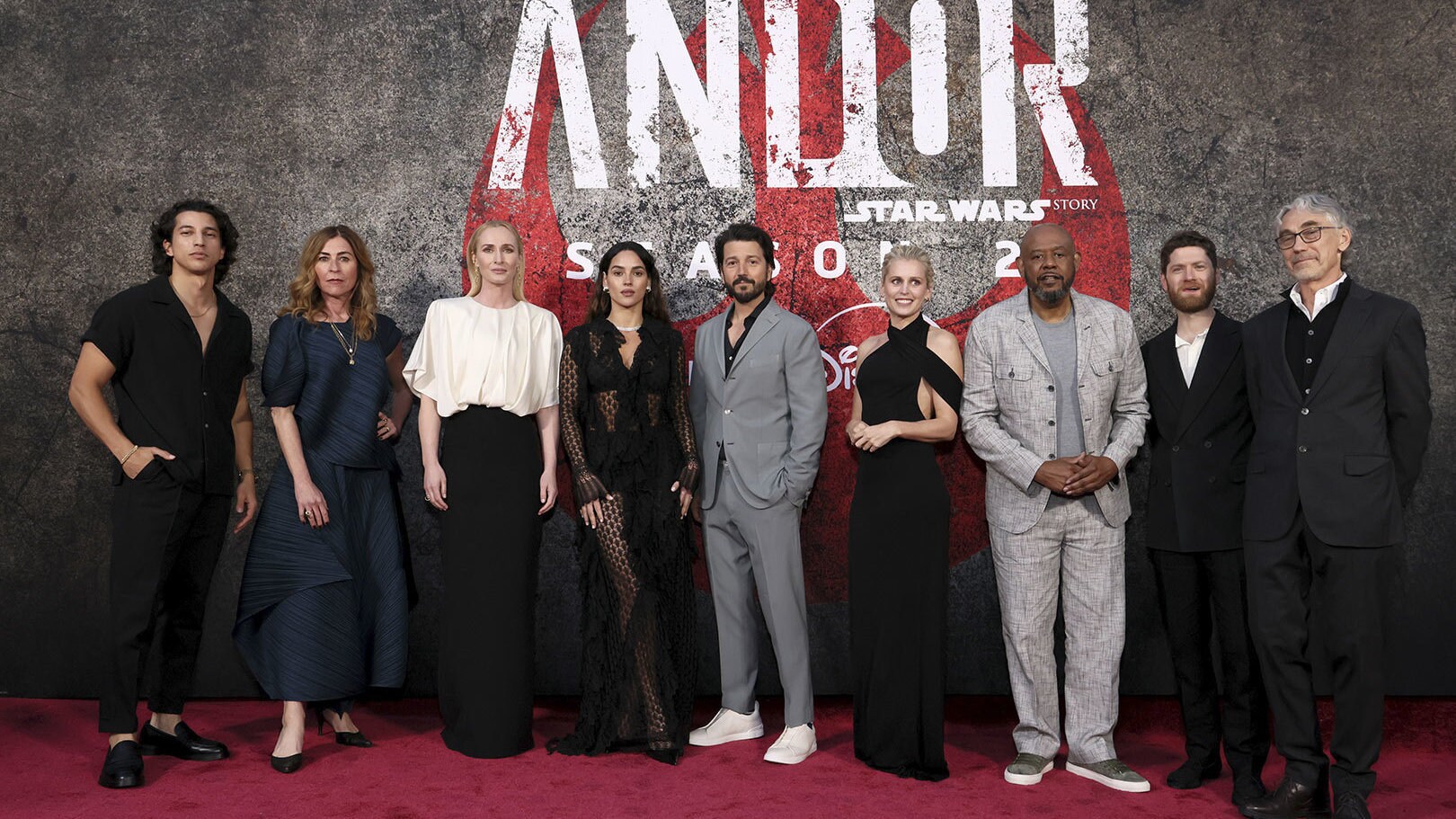 (L-R) Benjamin Norris, Sanne Wohlenberg, Genevieve O'Reilly, Adria Arjona, Diego Luna, Denise Gou...