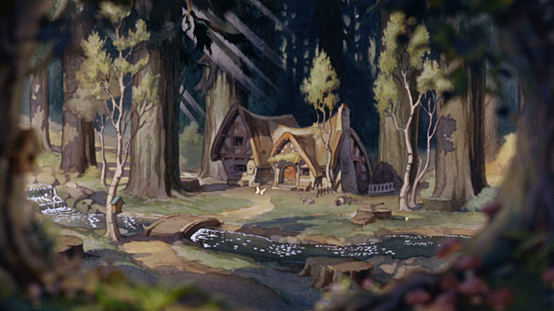 Still image of the cottage in the forest, from Disney's 'Snow White and the Seven Dwarfs.'