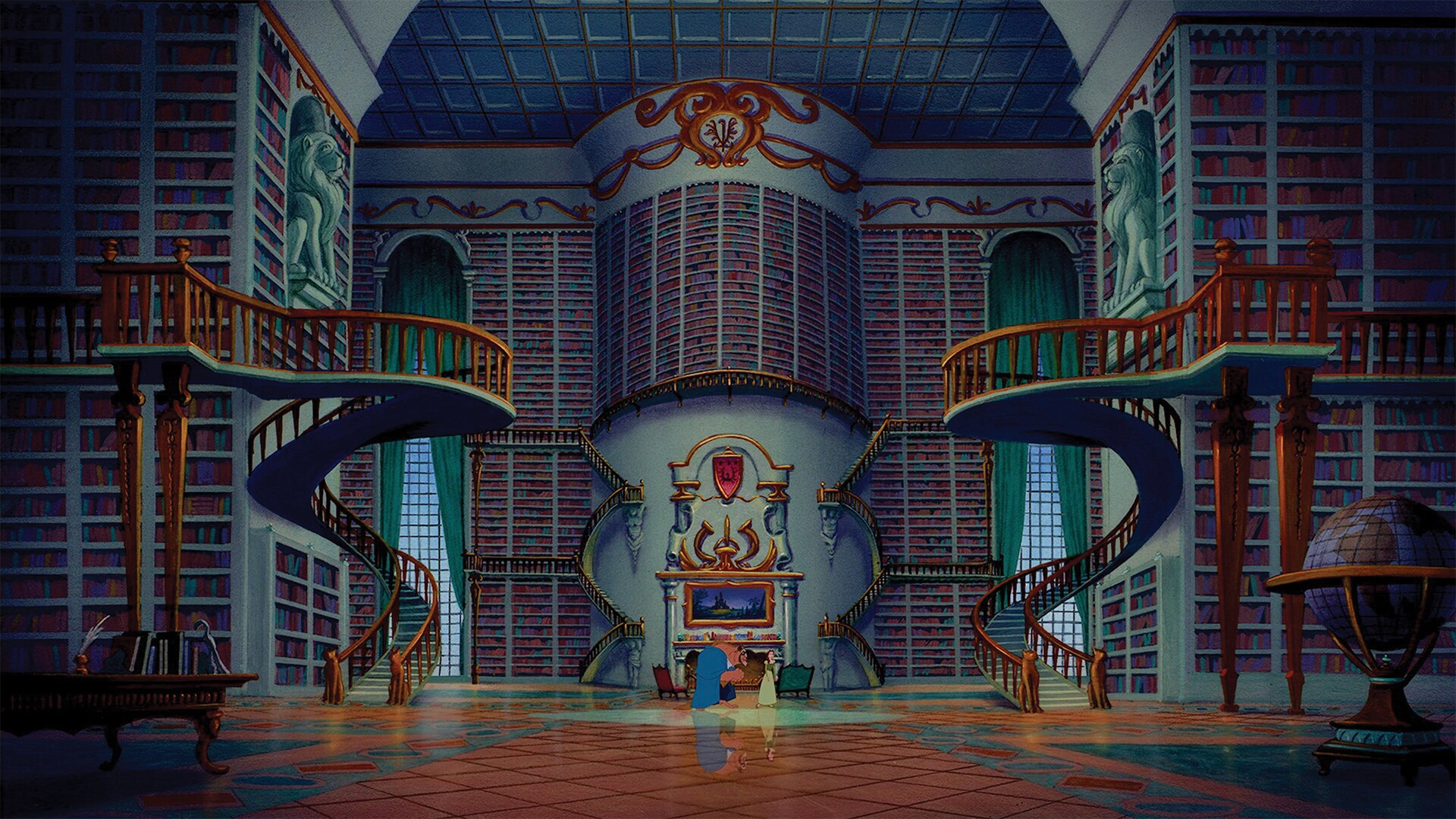 Still image of Belle's library from Disney's 'Beauty and the Beast'