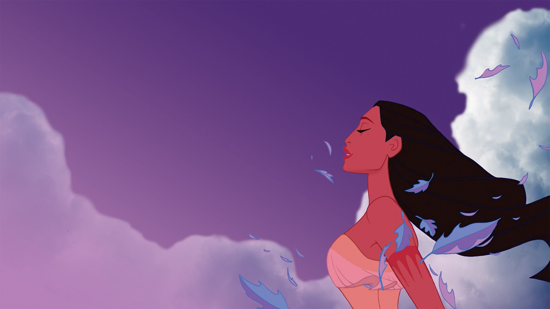 Still image of Pocahontas and the wind, from Disney's 'Pocahontas.'