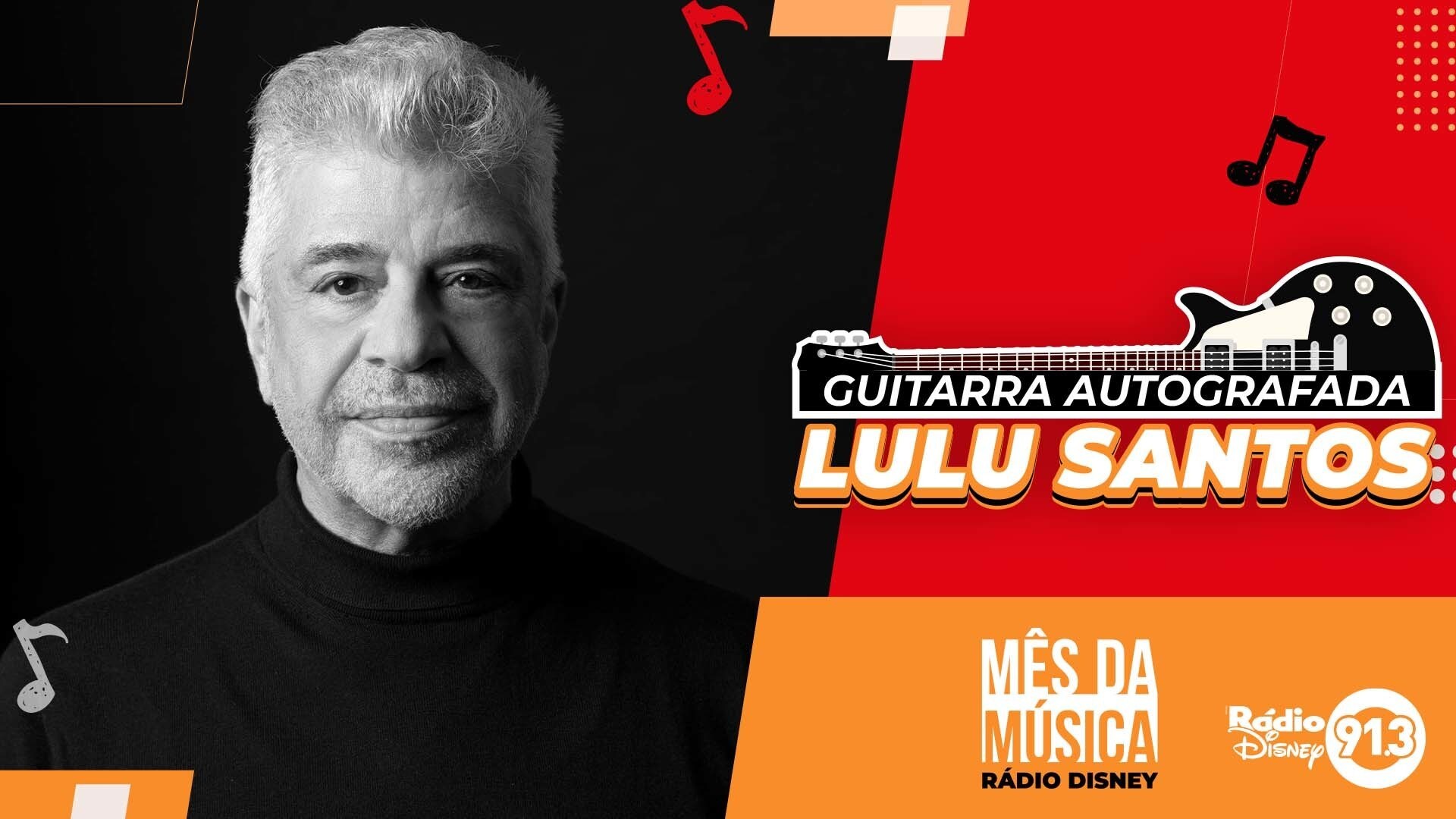 GUITARRA RÁDIO DISNEY AUTOGRAFADA LULU SANTOS