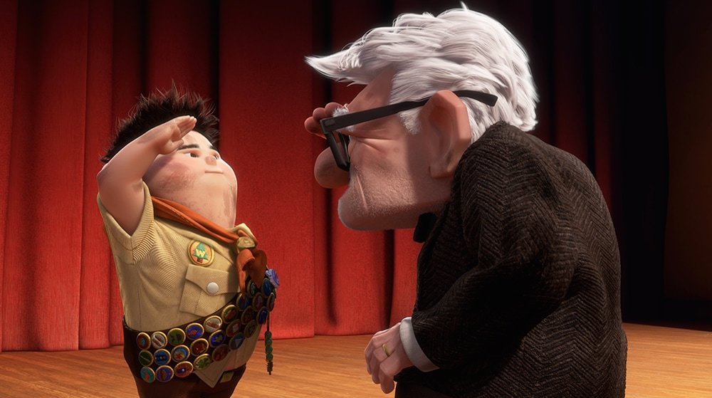 Russell saluting Carl in the animated movie "UP"