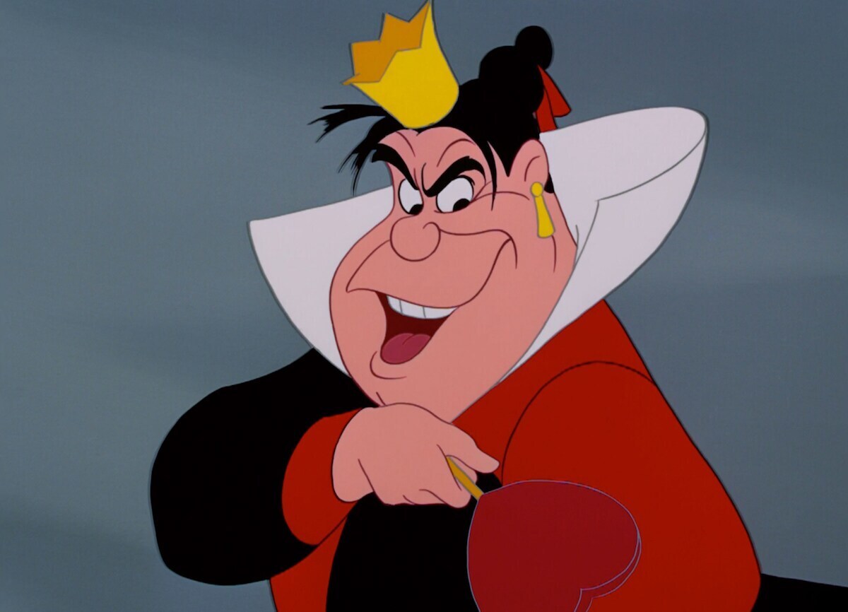 The Queen of Hearts from the animated movie "Alice in Wonderland"