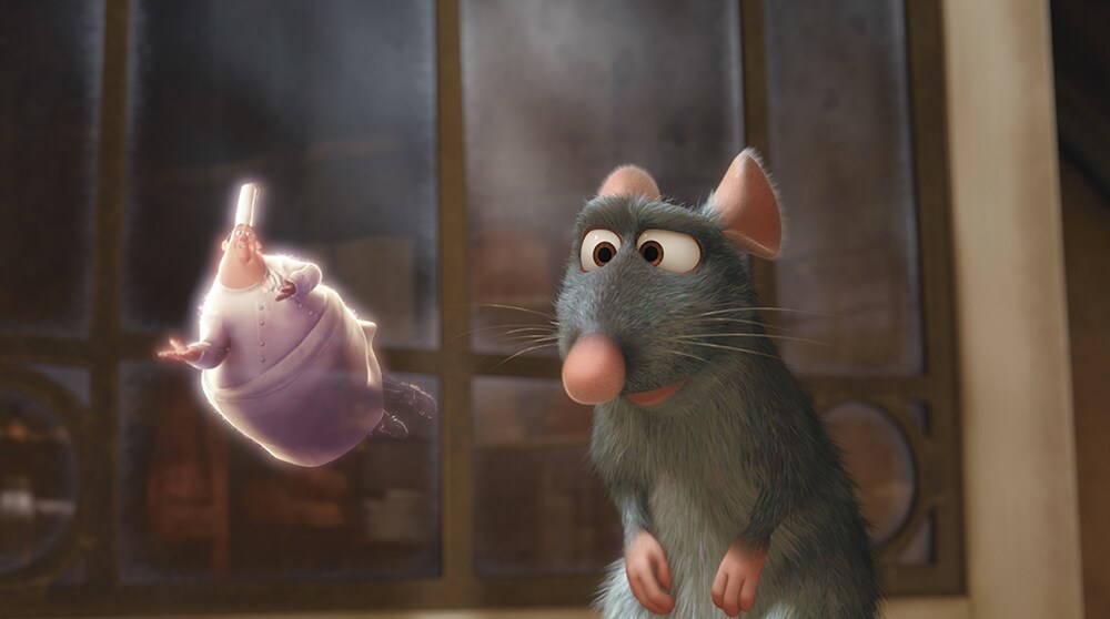 Gusteau and Remy from the animated movie "Ratatouille"
