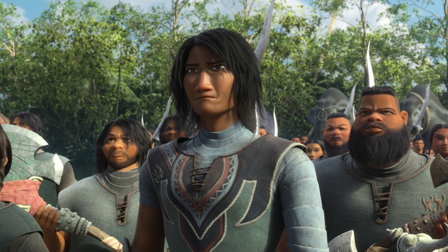 As an evil force threatens the kingdom of Kumandra, it is up to warrior Raya to leave her Heart Lands home and track down the legendary last dragon to help stop the villainous Druun. © 2020 Disney. All Rights Reserved.
