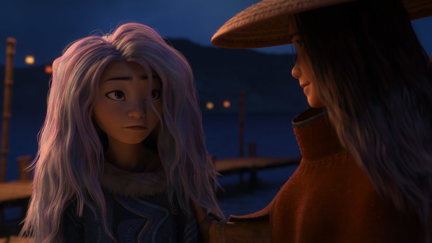 As an evil force threatens the kingdom of Kumandra, it is up to warrior Raya to leave her Heart Lands home and track down the legendary last dragon to help stop the villainous Druun. © 2020 Disney. All Rights Reserved.