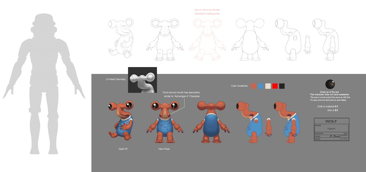 Pypey full character sketch by JP Balmet. (Character name spelling changed in production)